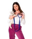 Mavi Kedi Tasması Sevk Kayışı Set Premium Kalite Kopma Yapmaz Kolon Kumaş Tutamaklı